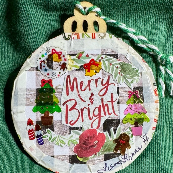 Set of 4 New Handmade 3x3” Rustic Wooden Decoupage Christmas Tree Ornaments $40 - Picture 5 of 9